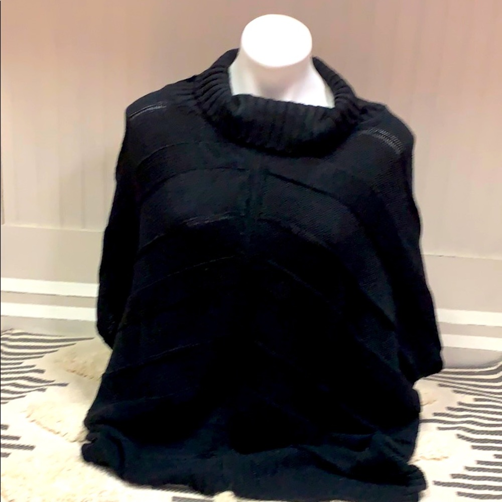 Black Poncho with turtleneck